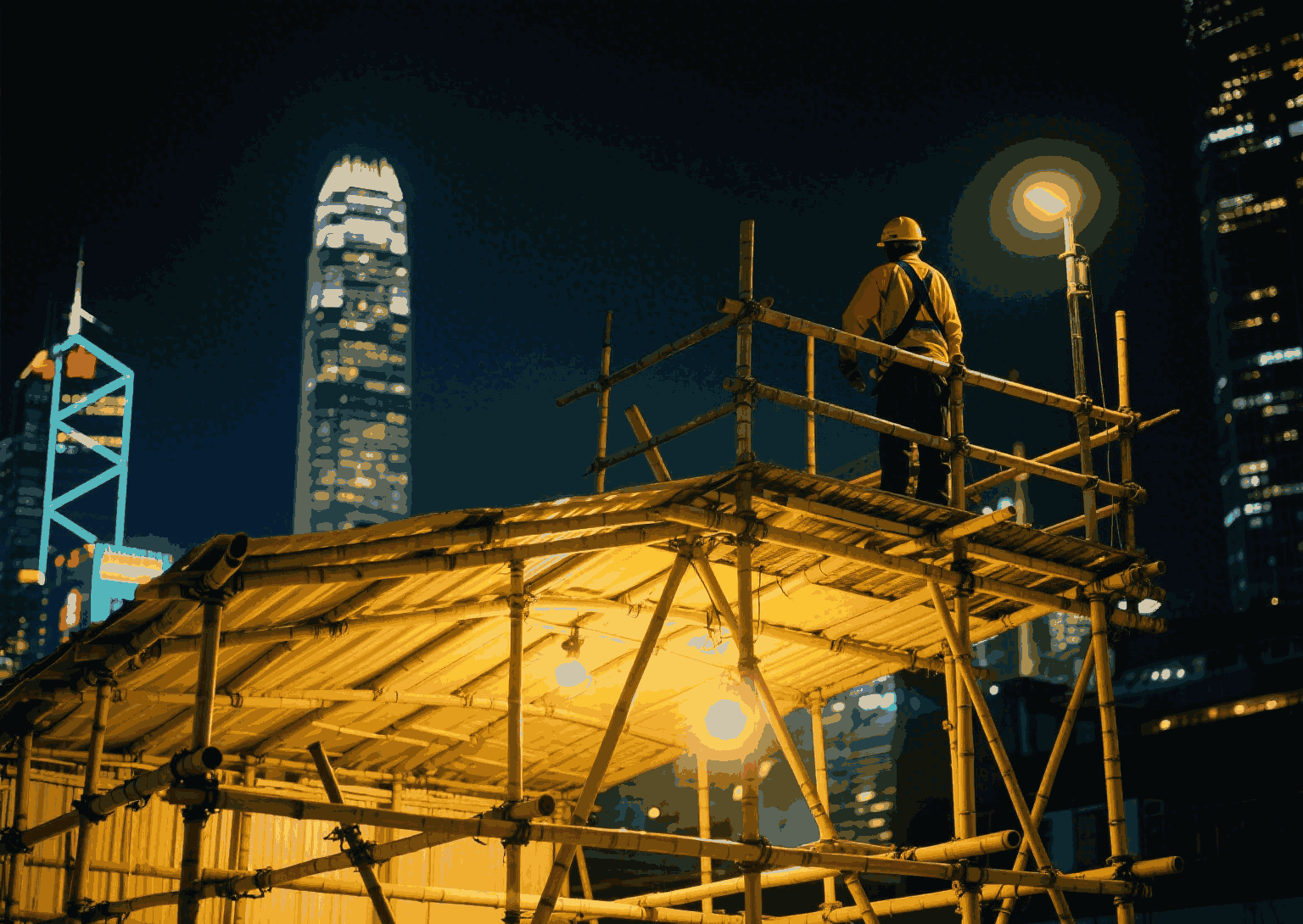 香港工人在搭棚