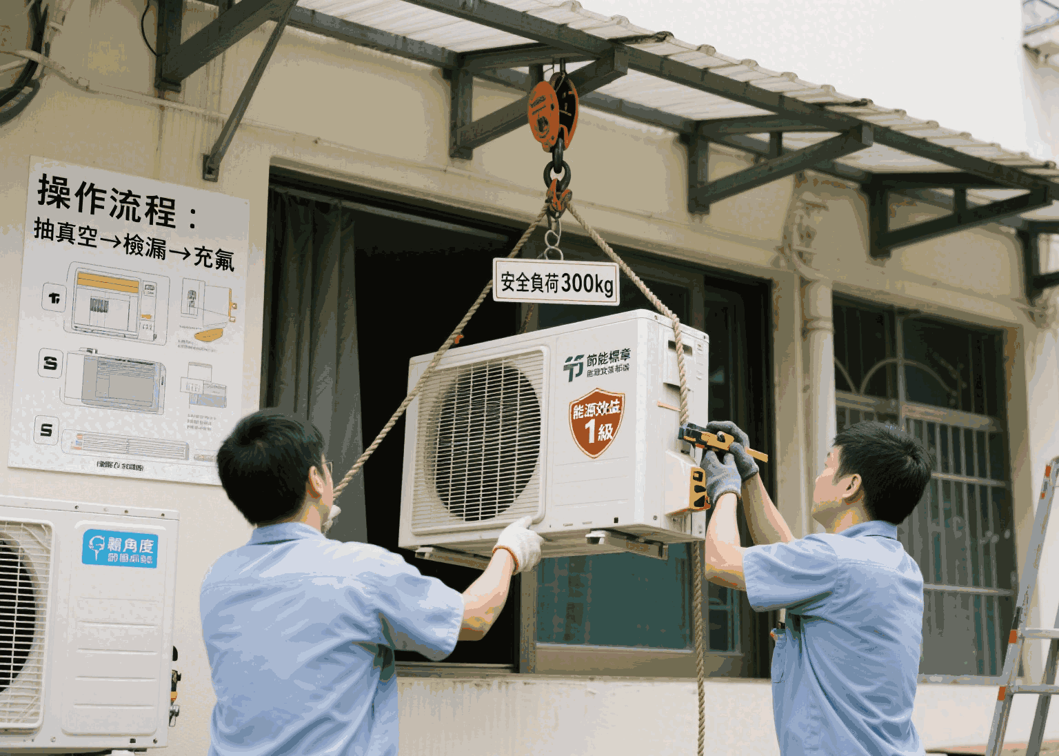窗口分體式冷氣機 搭棚